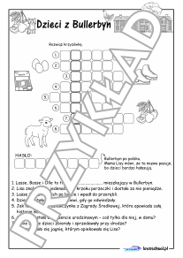 Krzyżówka do lektury dzieci z bullerbyn