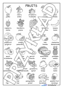 owoce po angielsku fruits kolorowanka