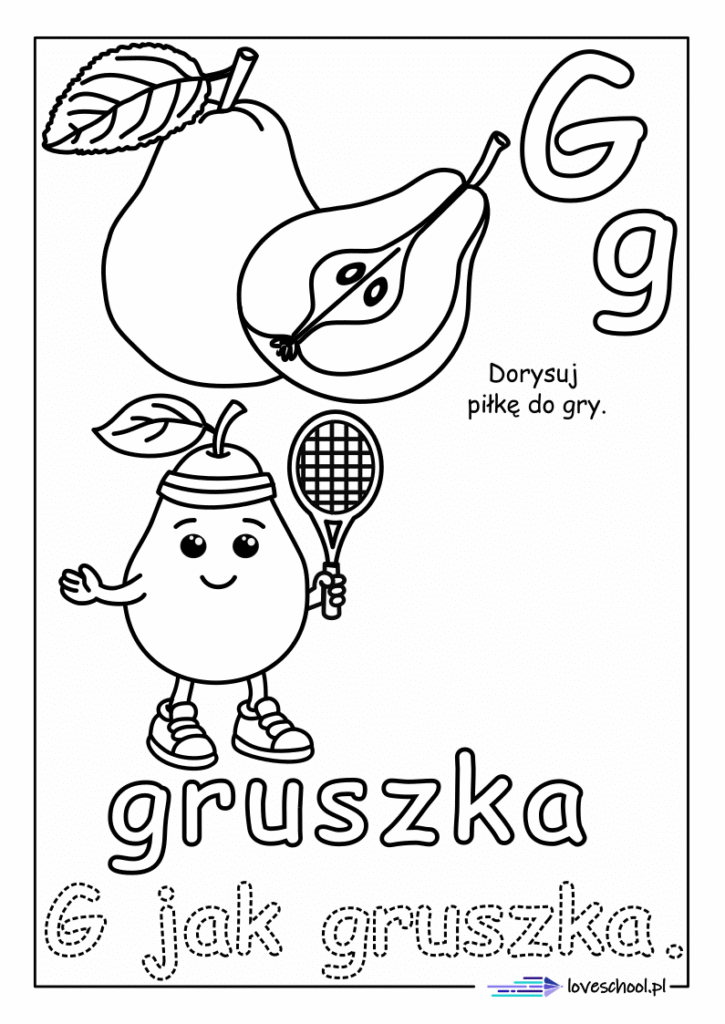 gruszka kolorowanka w pdf nauka owoców