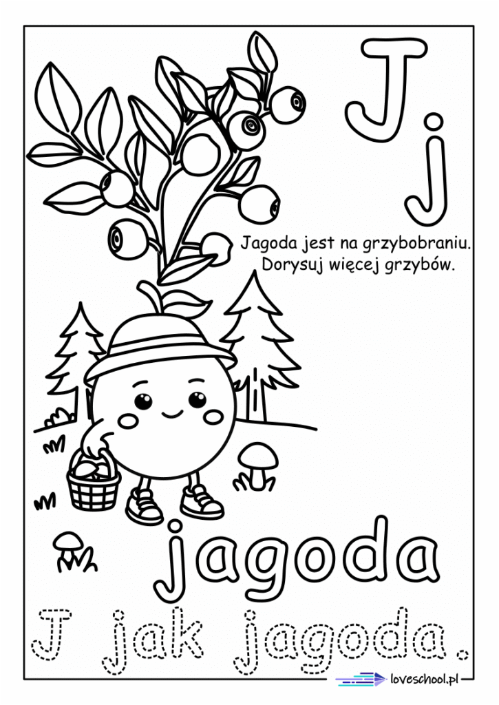 J jak jagoda kolorowanka edukacyjna w pdf