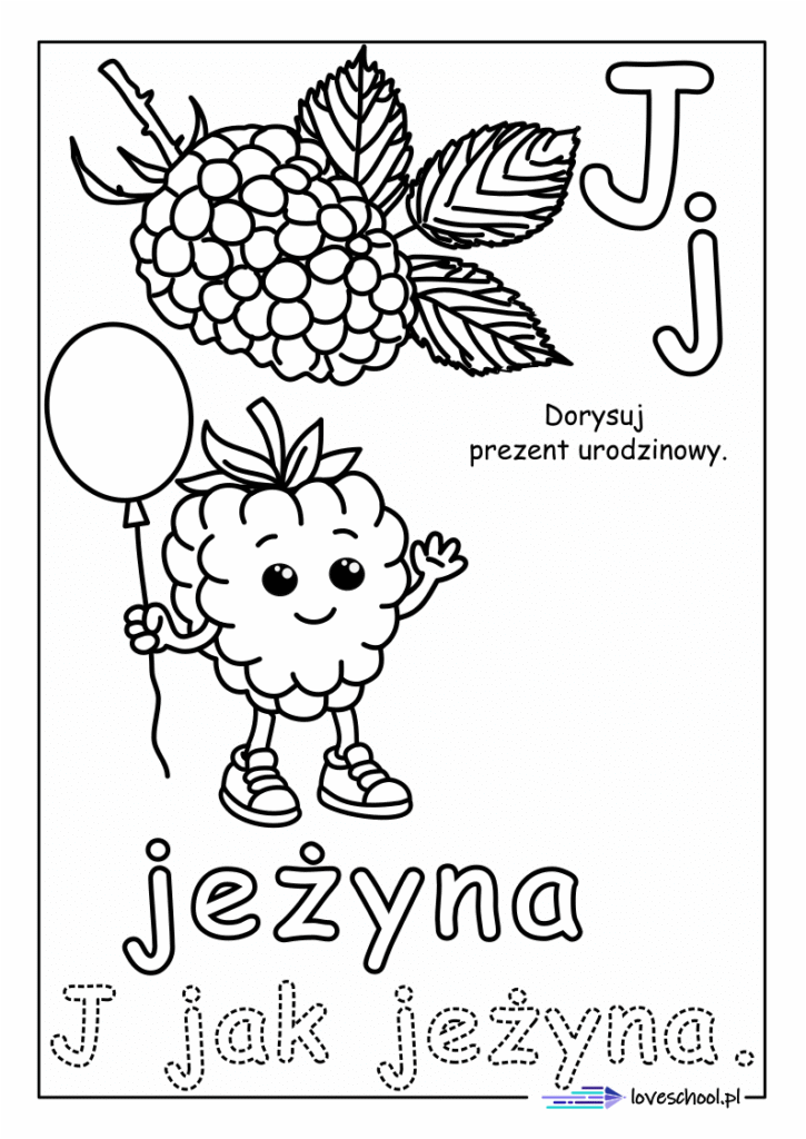 J jak jeżyna kolorowanka edukacyjna pdf