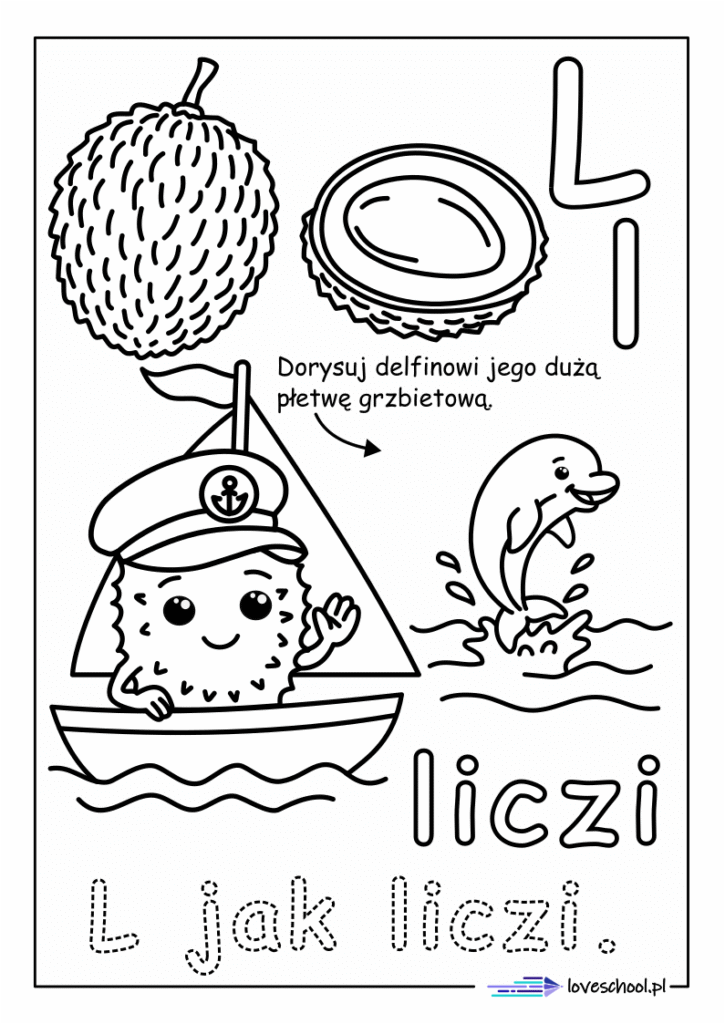 L jak liczi, kolorowanka edukacyjna w pdf