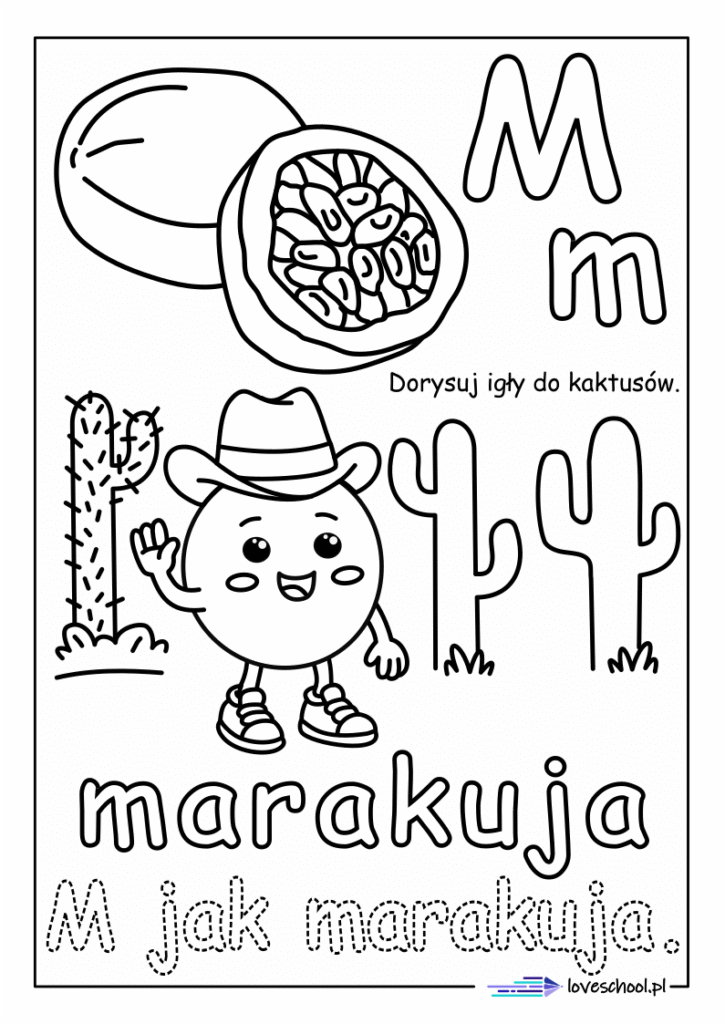 M jak marakuja kolorowanka edukacyjna