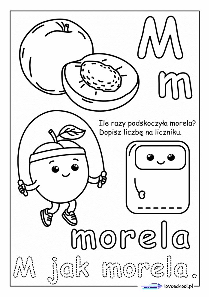 M jak morela kolorowanka edukacyjna pdf