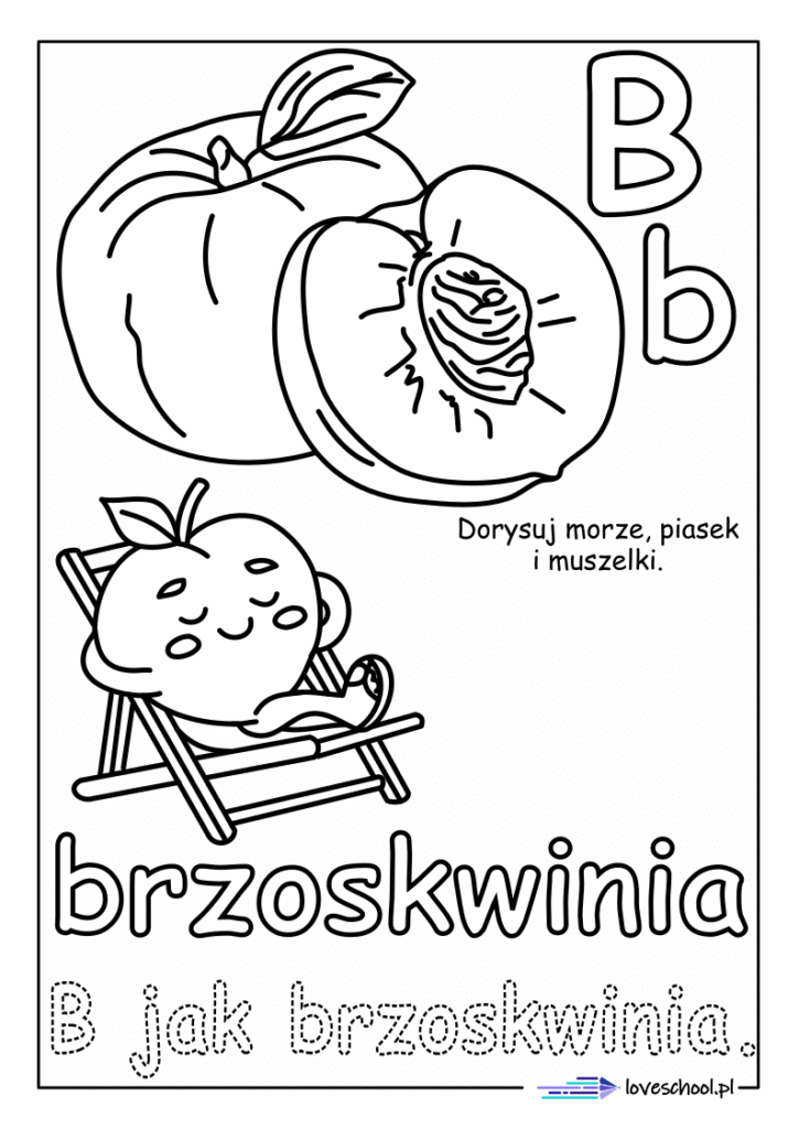 B jak brzoskwinia kolorowanka