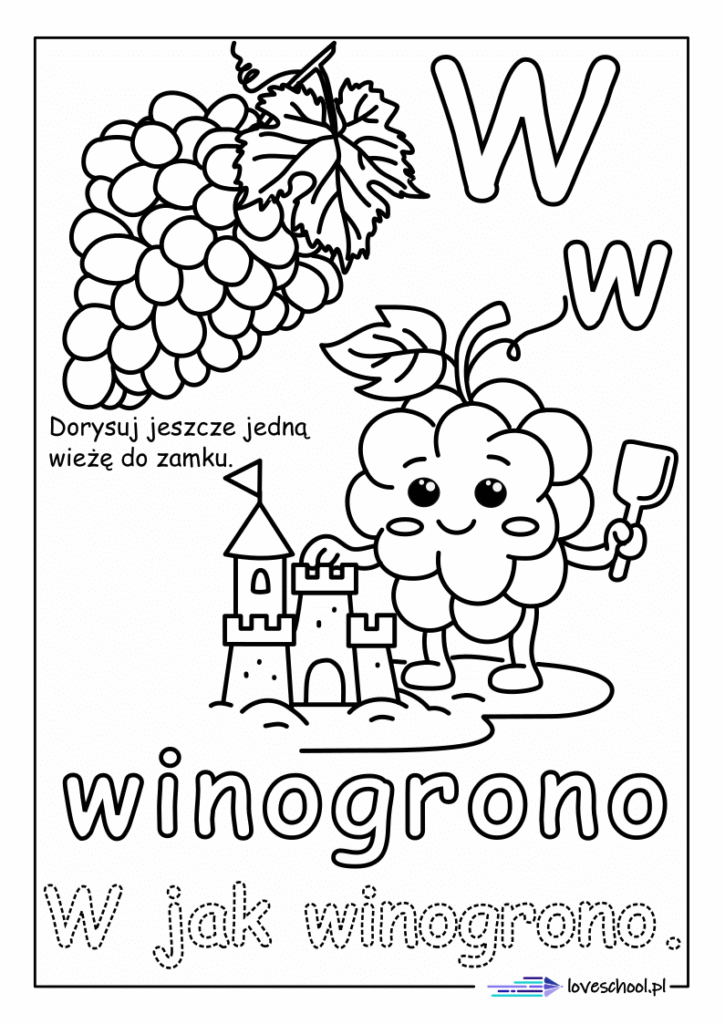 w jak winogron kolorowanka w pdf