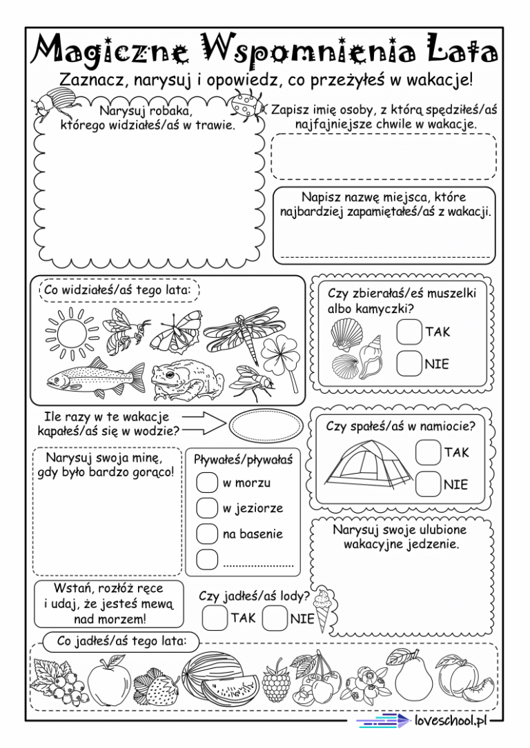 magiczne wspomnienie lata karta pracy do pobrania w pdf