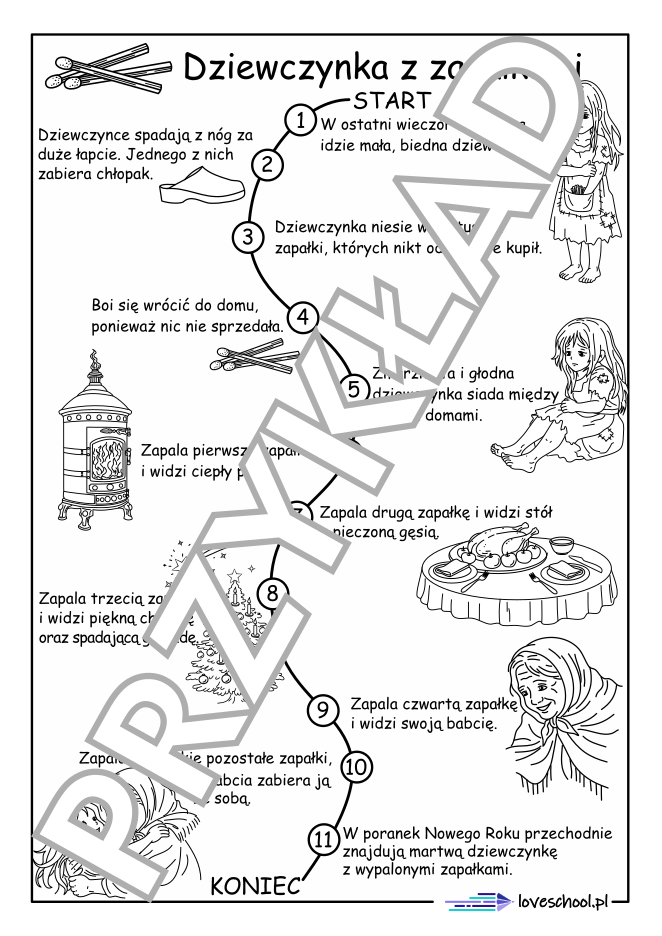 Plan wydarzeń do lektury Dziewczynka z zapałkami