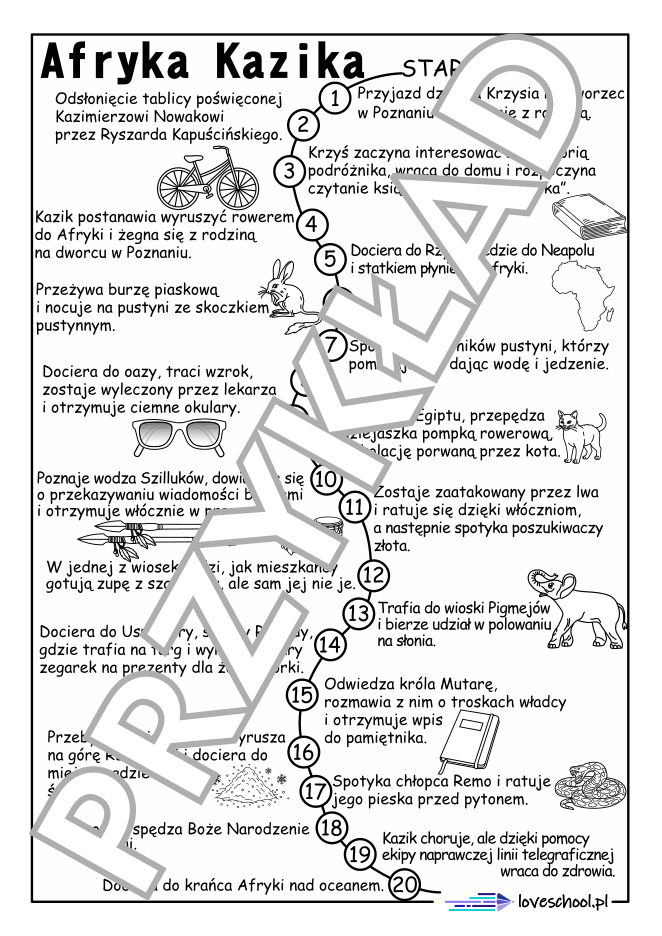 Plan wydarzeń lektura "Afryka Kazika" w pdf