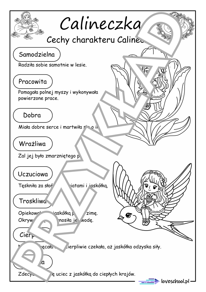 Cechy charakteru Calineczki - pdf do pobrania