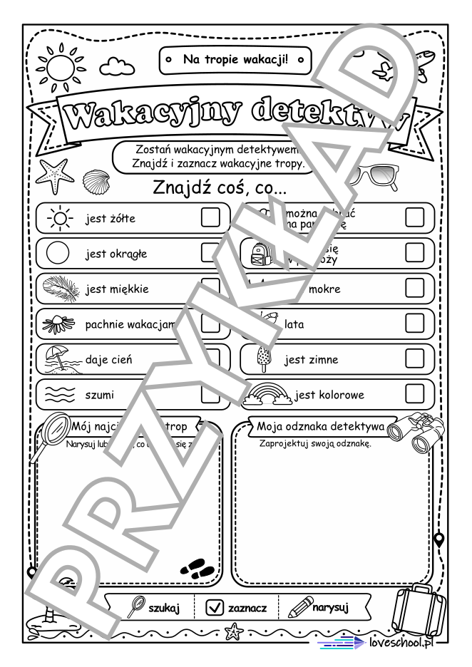 Wakacyjny detektyw - karta pracy