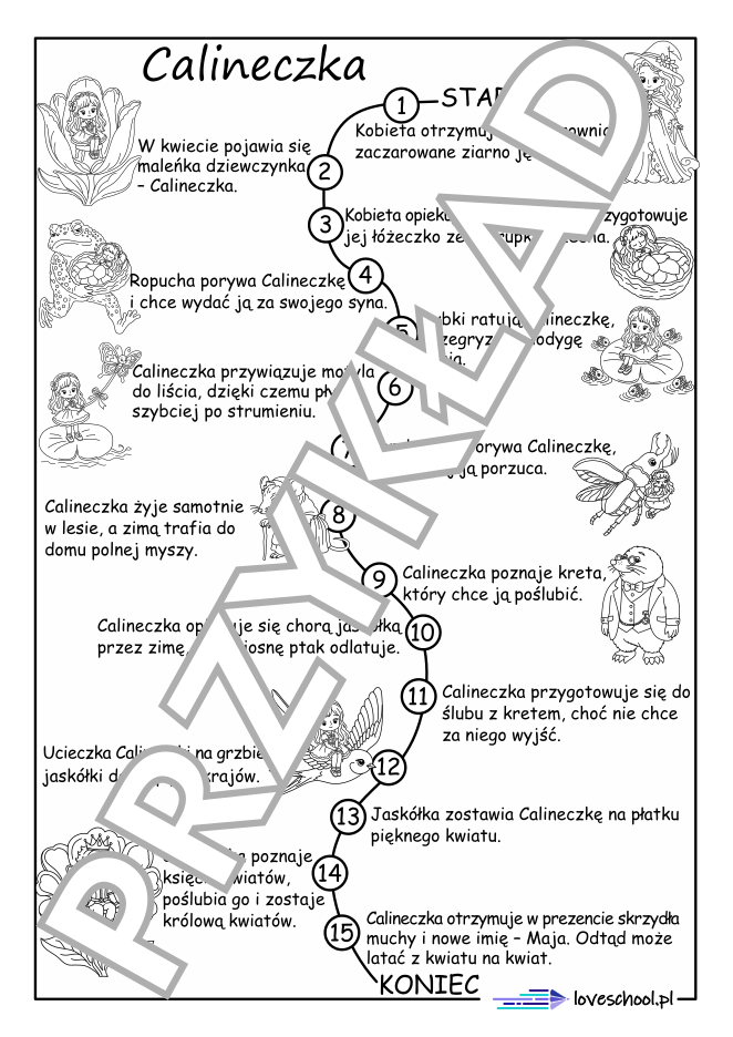 Plan wydarzeń do baśni Andersena Calineczka w pdf