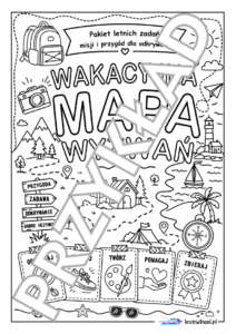 wakacyjna mapa wyzwań - karty pracy na wakacje bez ekranu