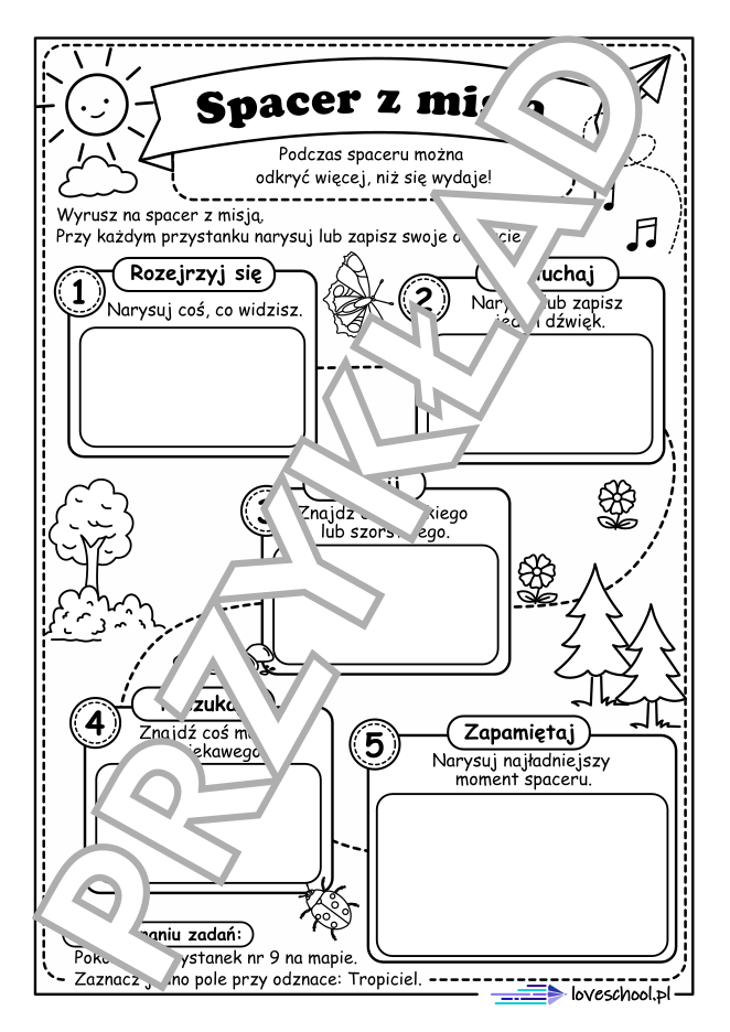Wakacyjny spacer - karta pracy w pdf