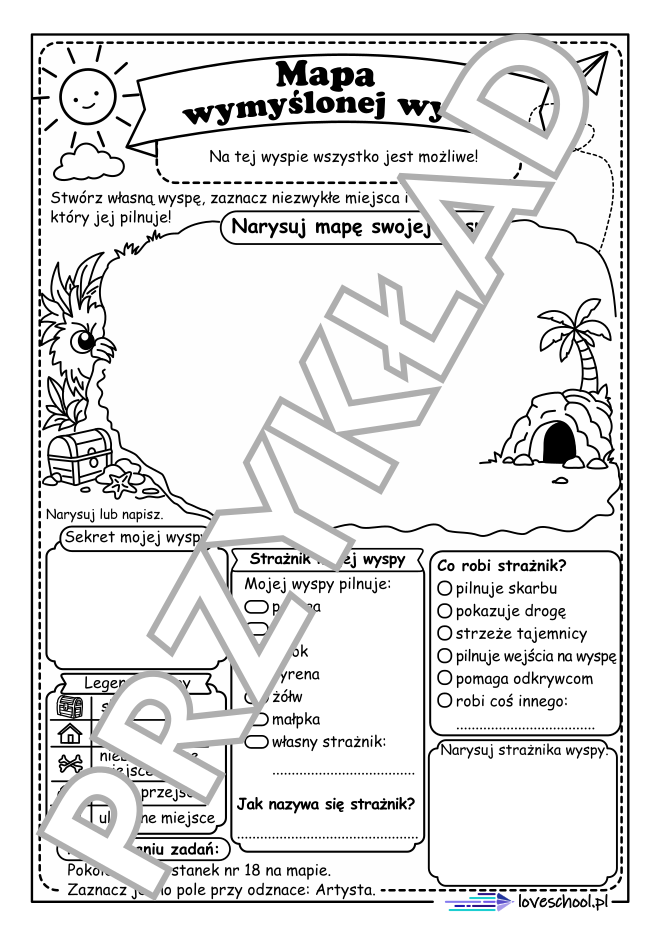 Mapa wymyślonej wyspy - karta pracy w pdf
