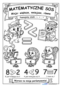 znak mniejszości, większości i równości pakiet matematyczne SOS pdf