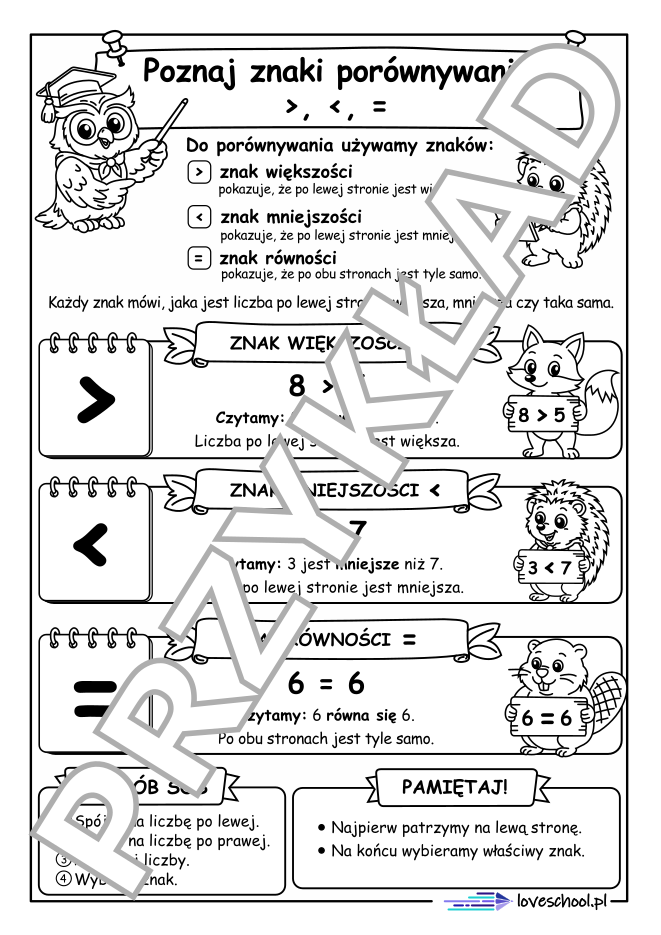 znaki < > = do pobrania pdf