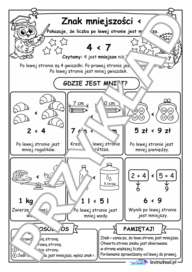 porównywanie w pdf zestaw kart pracy znak mniejszości większosci